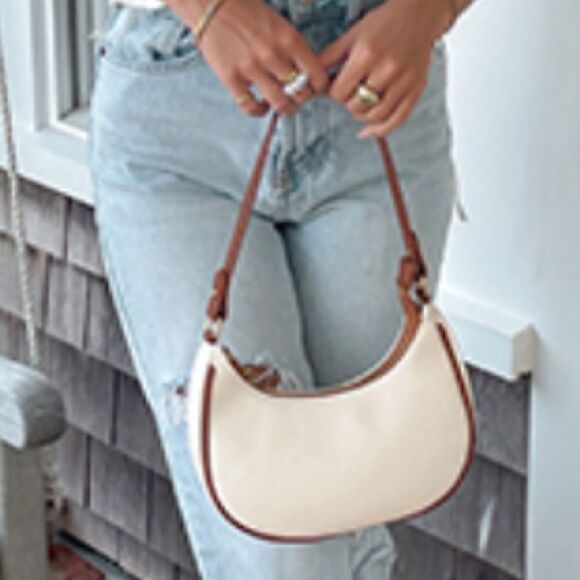 New Crescent Shoulder Bag Crossbody Purse Vegan Leather Zippered Handbag - Picture 7 of 9